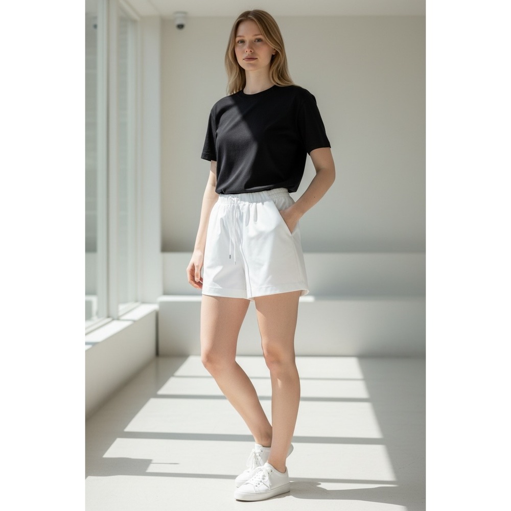 NEW Zyia Active Womens White Summer Long Shorts Size Medium NWT